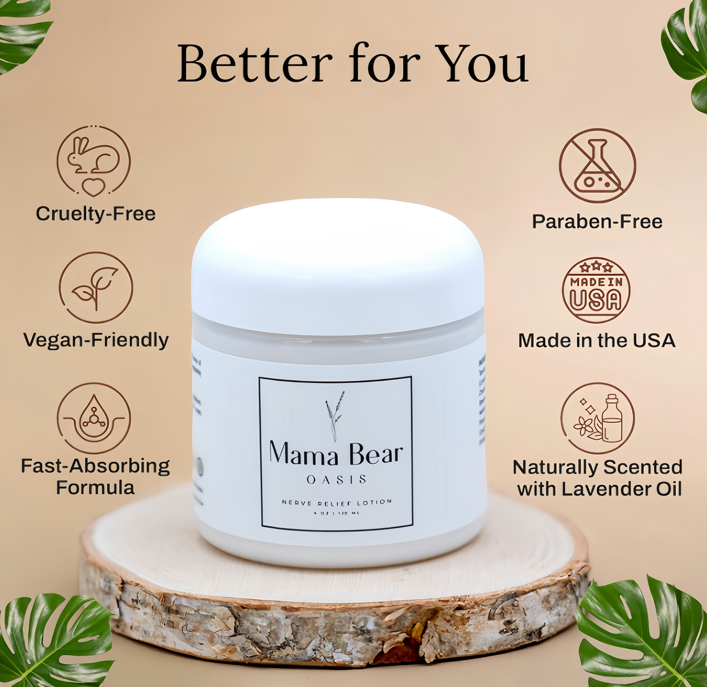 Mama Bear Oasis Neuropathy Nerve Relief Cream – Maximum Strength Lotion with Magnesium, Arnica, MSM, Aloe Vera & Vitamin B6 – Comfort for Feet, Hands, Legs & Toes